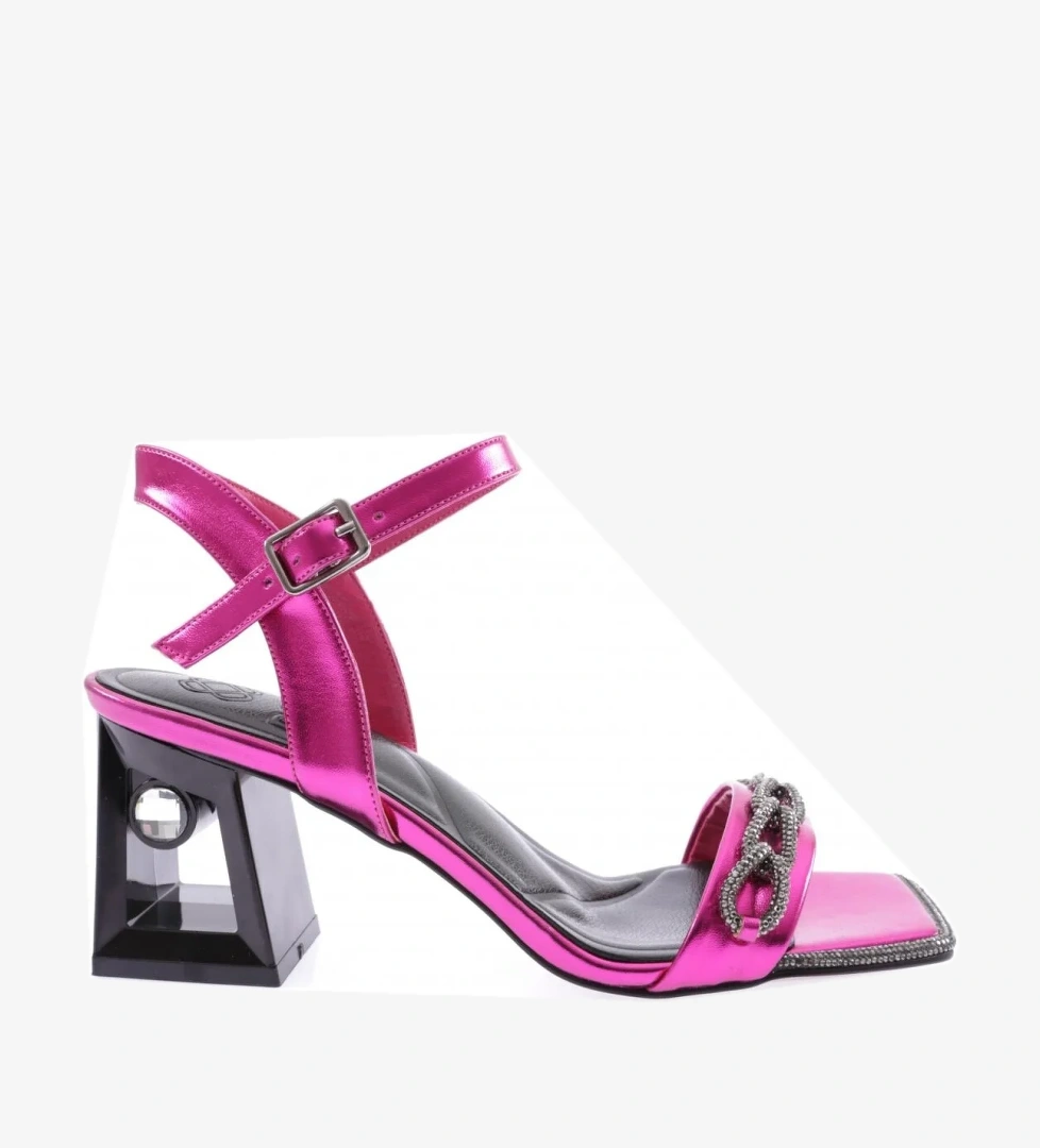 617-23Y Kadin Silver Taş Bantli Topuklu Sandalet