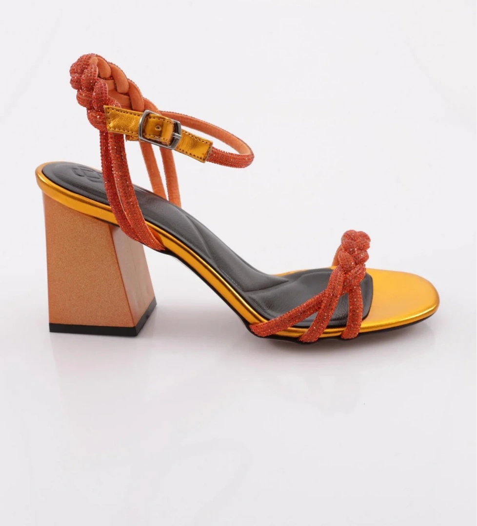 806 Kadin Silver Taş Burgulu Topuklu Sandalet