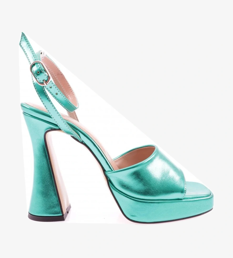 3587-23Y Kadin Kristal Kalin Bantli Kalin Topuklu Sandalet