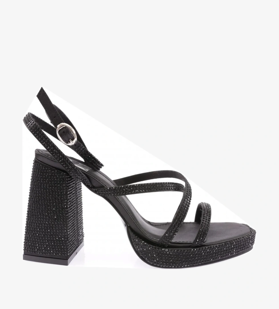 Dgn 7753-23Y Kadin Silver Taşli Tek Çapraz Bant Alçak Platform Yüksek Topuk Bilekten Bağli Sandalet model görseli