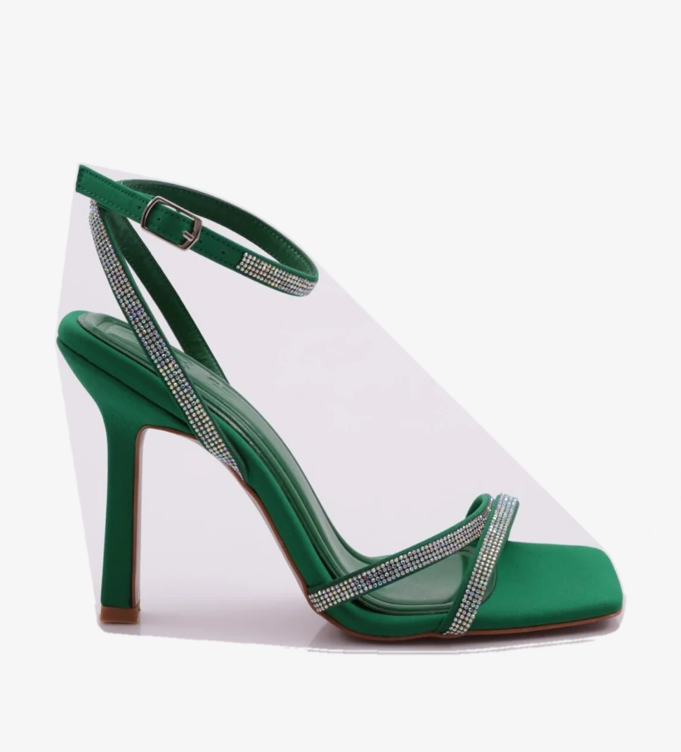 2026 Kadin Silver Taşli Bilekten Kemer Bağlamali Topuklu Sandalet