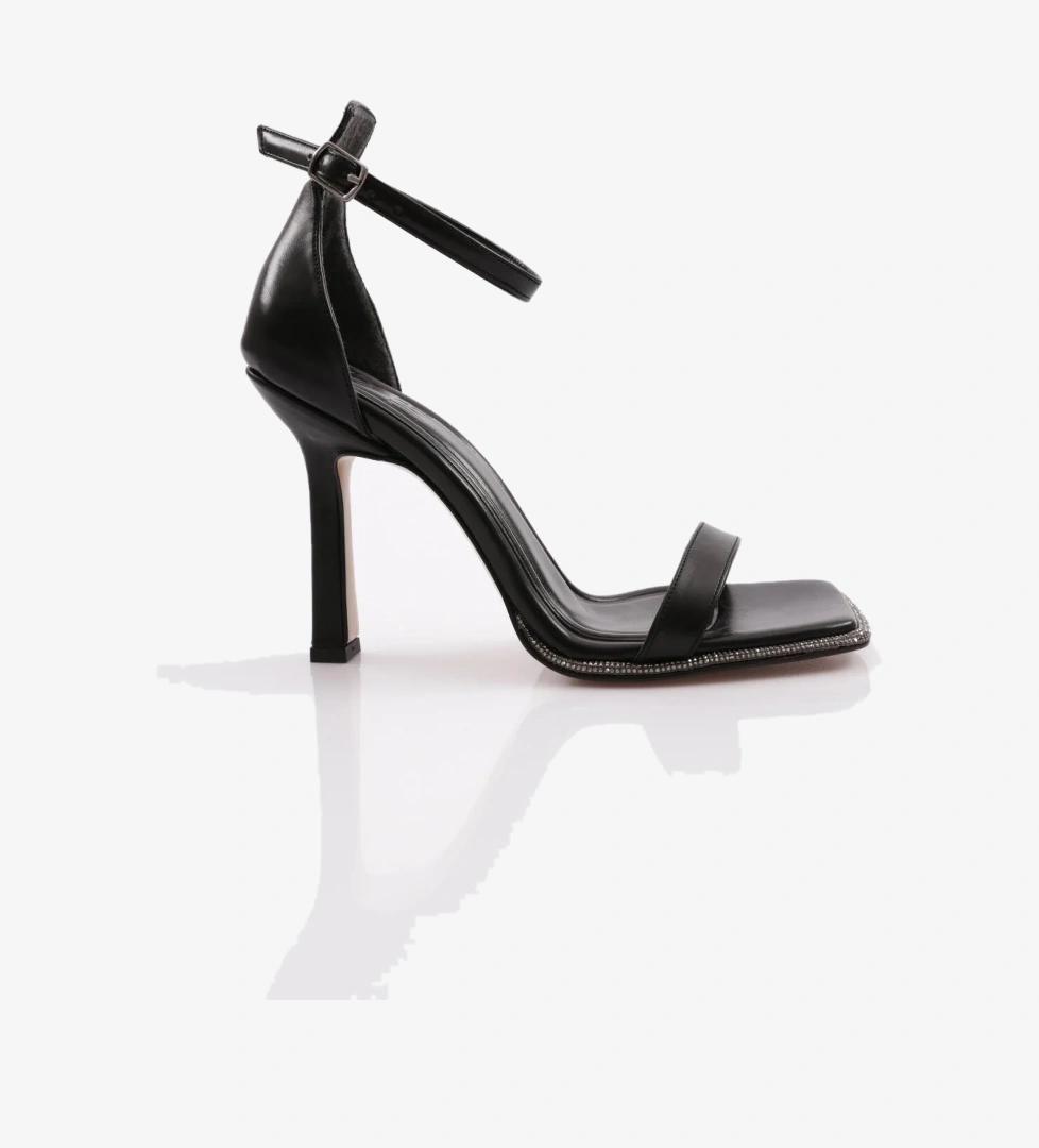 2025 Kadin Kalin Bantli Silver Taş Detayli Bilekten Kemer Bağlamali Arkasi Kapali Topuklu Sandalet