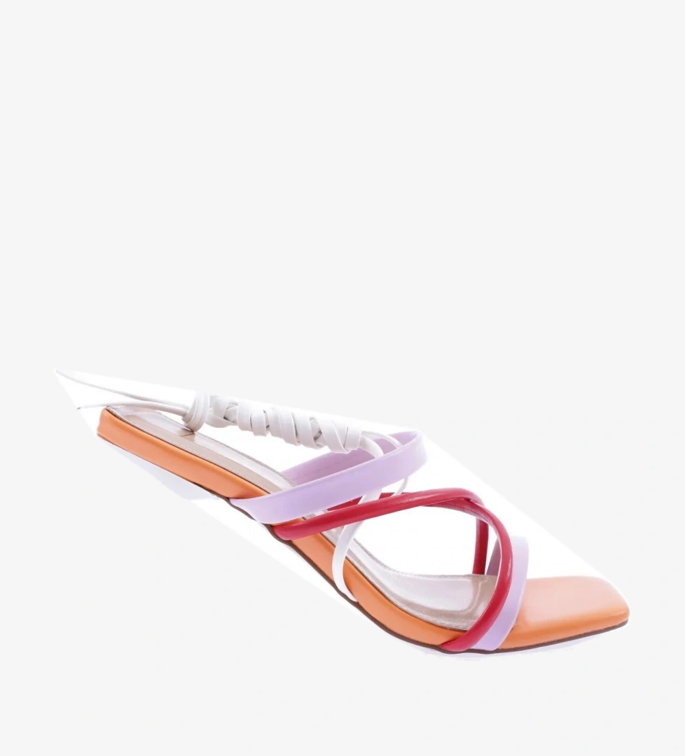 K9000 Kadin Küt Burun Çapraz Bantli Topuklu Sandalet - Görsel 1