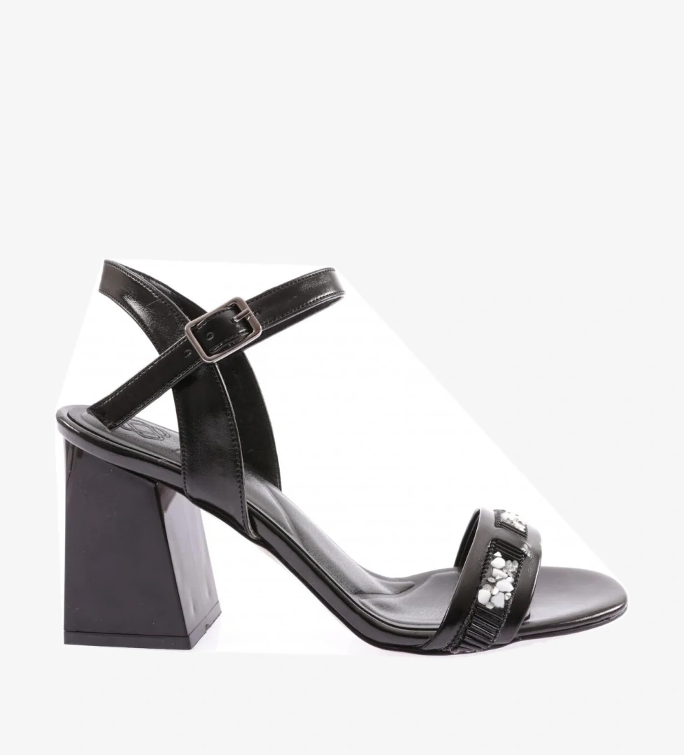 809-23Y Kadin Bantli Taşli Topuklu Sandalet