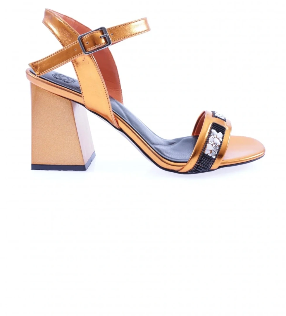 809-23Y Kadin Bantli Taşli Topuklu Sandalet