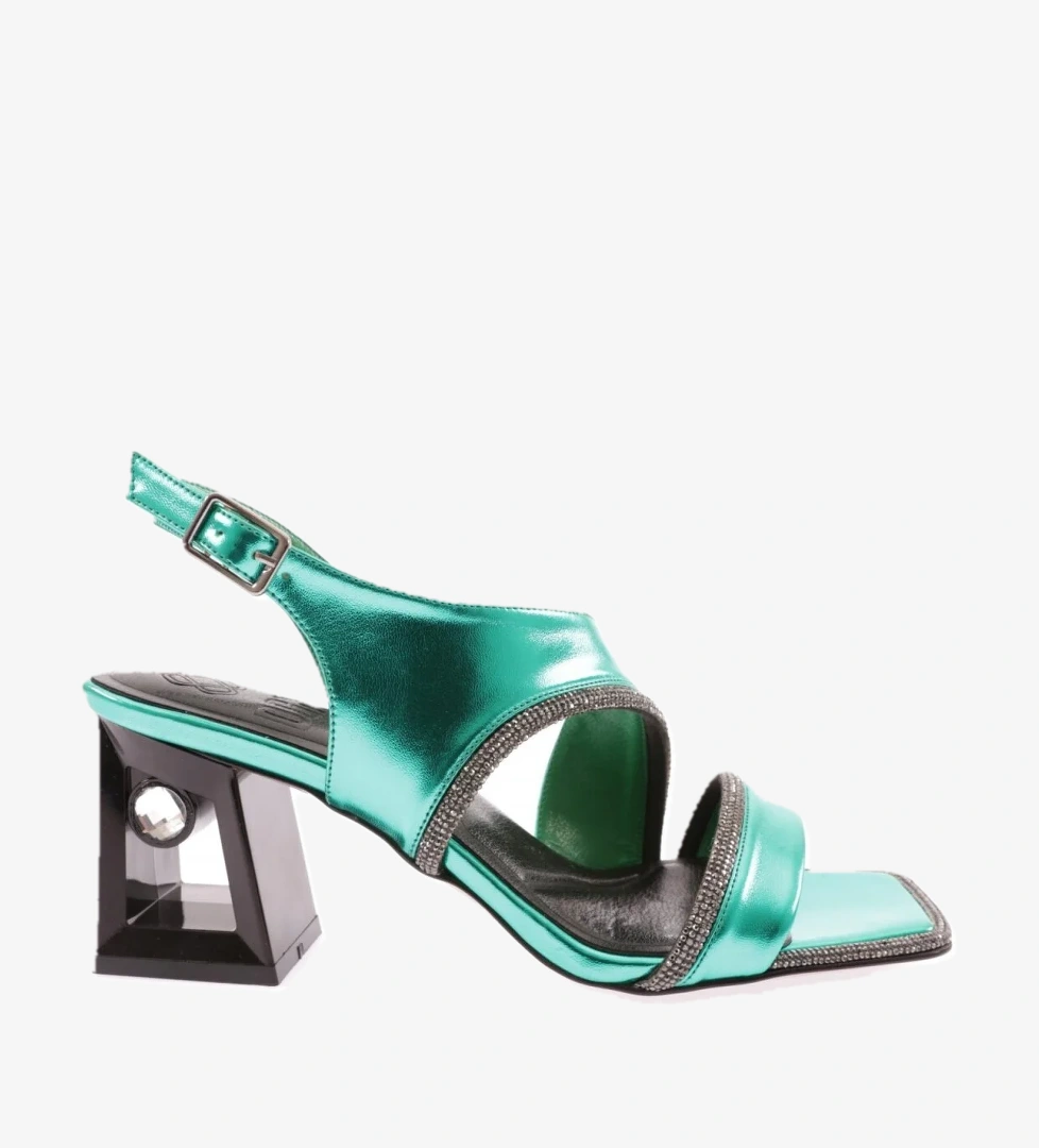 619-23Y Kadin Kristal Taşli Topuklu Sandalet