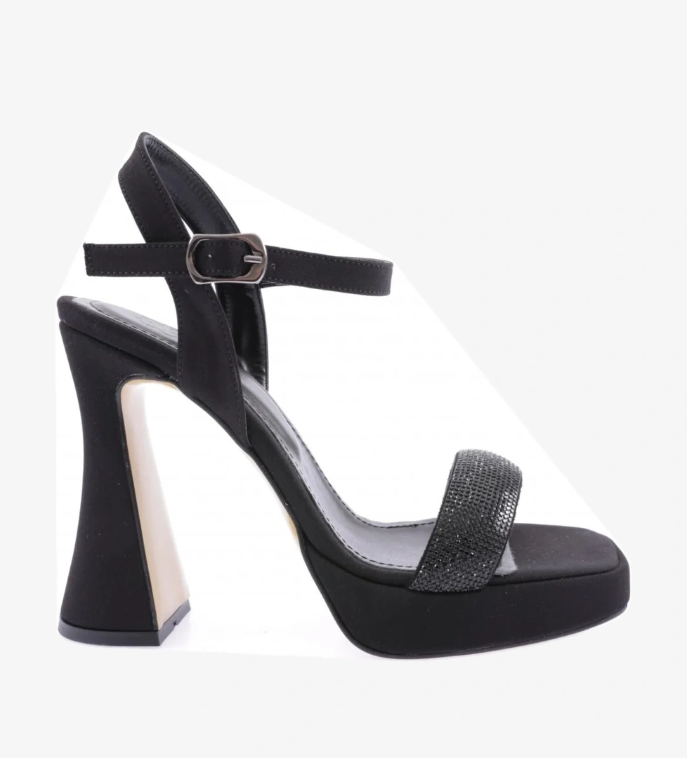 3588-23Y Kadin Kristal Taşli Bantli Kalin Topuklu Sandalet