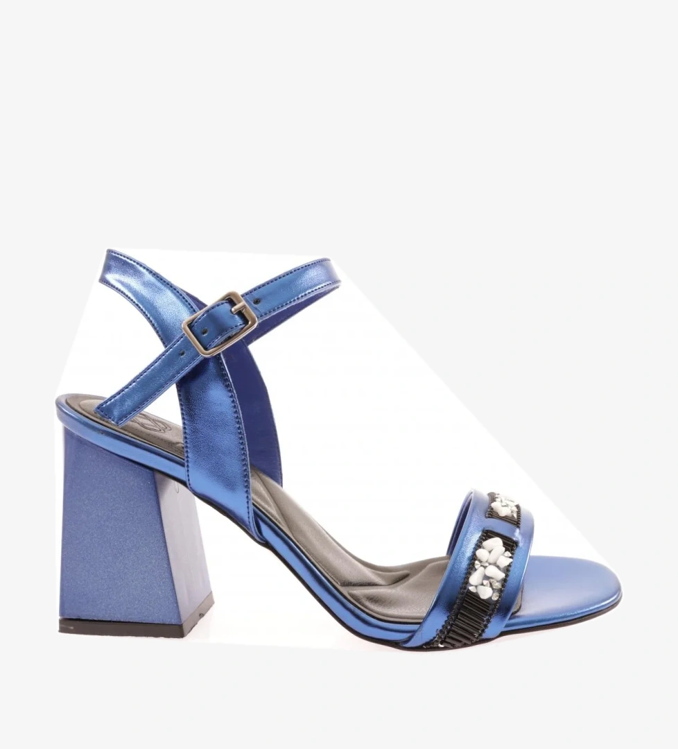 809-23Y Kadin Bantli Taşli Topuklu Sandalet