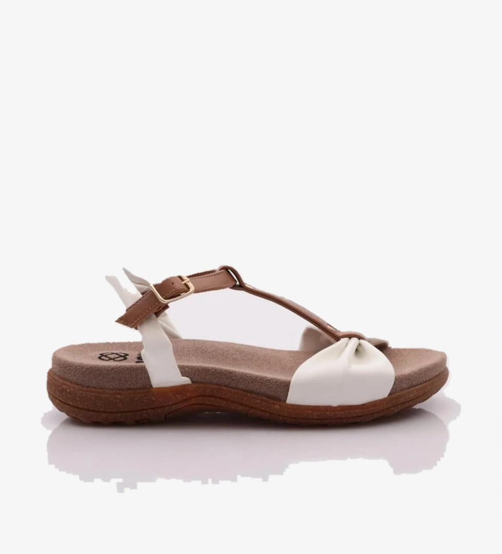 2512 Kadin Düz Taban Bilekten Bağlama Sandalet - Görsel 1