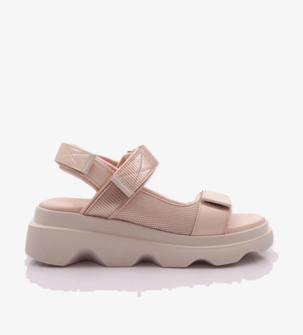 3527 Kadin Leopar Desenli Kalin Taban Sandalet - Görsel 1