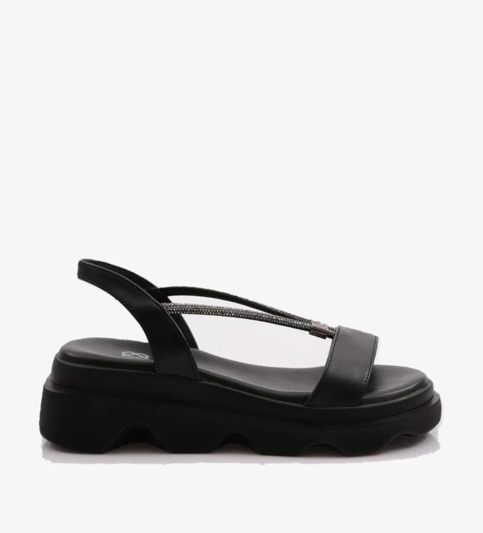 3511 Kadin Kalin Taban Taş İpli Sandalet - Görsel 1