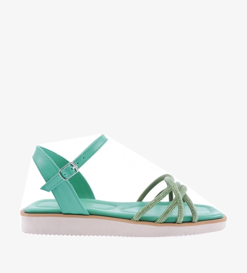 535-23Y Kadin Çapraz Silver Taşli Sandalet - Görsel 1