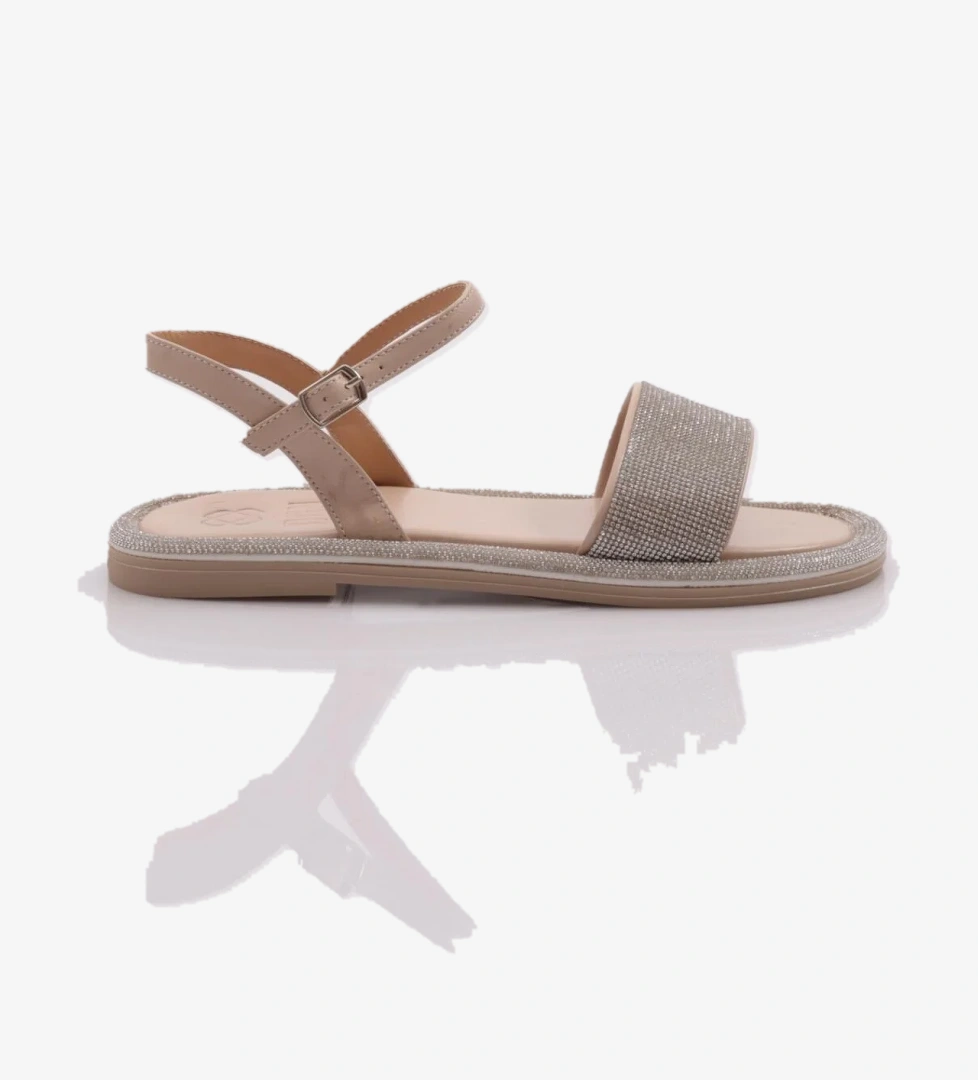 3051 Kadin Düz Taban Taşli Sandalet