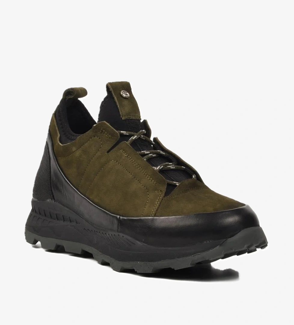 10201 Haki Hakiki Deri Erkek Sneaker - Görsel 1