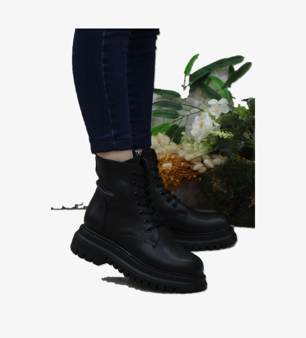 351271 Siyah Kalın Taban Sıcak Astar Kadın Bot - Görsel 1