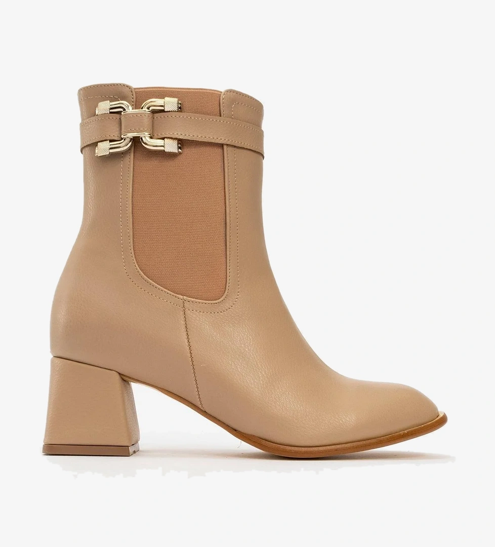 Tokalı Topuklu Bot NUDE CİLT