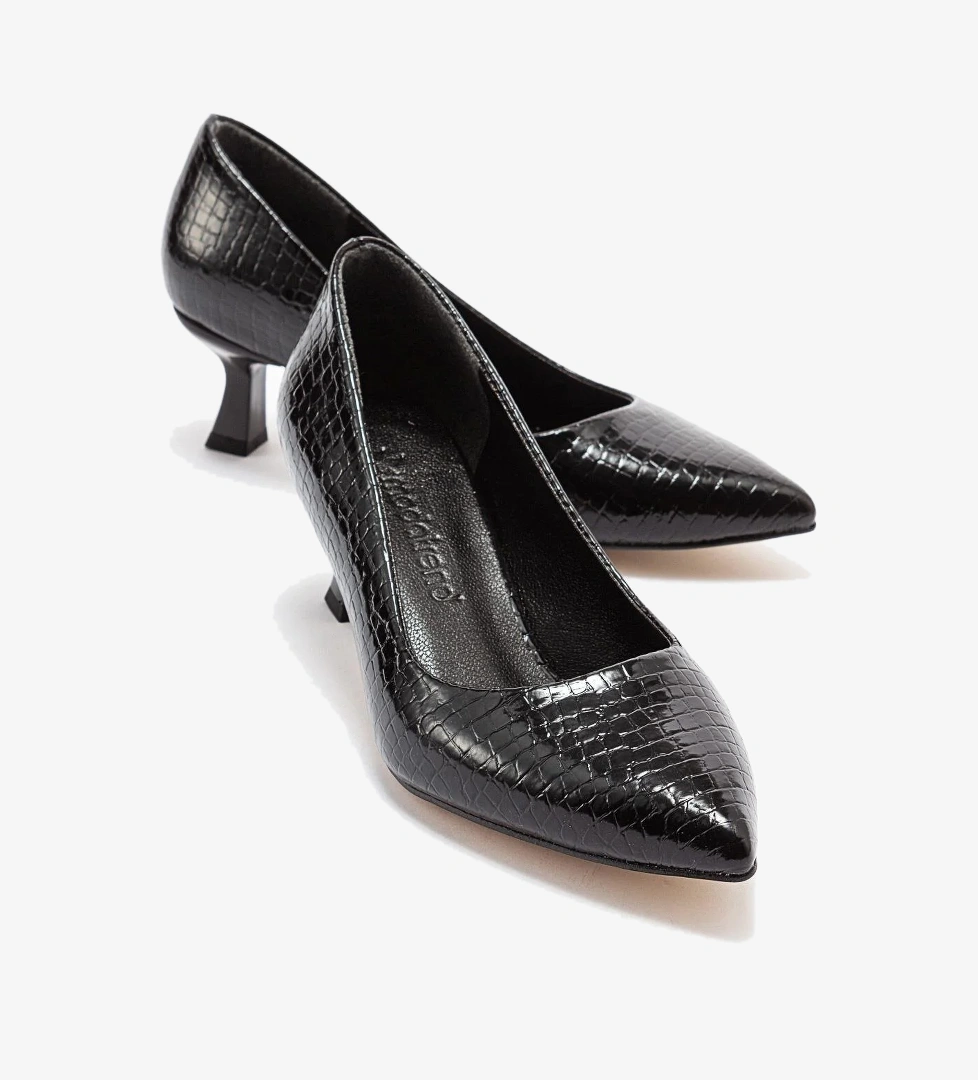 Kadın Stiletto Ayakkabı SİYAH KROKO