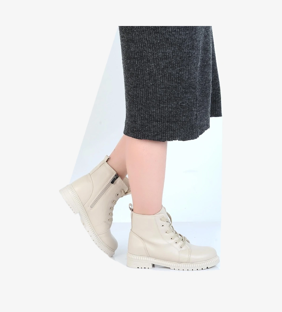 Twi̇ngo Twingo 8125 Bej Kürklü Kadın Düz Bot model görseli