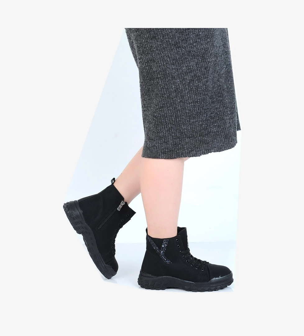 Twi̇ngo Twingo 7135 Siyah Zümrüt Kürklü Kadın Düz Bot model görseli