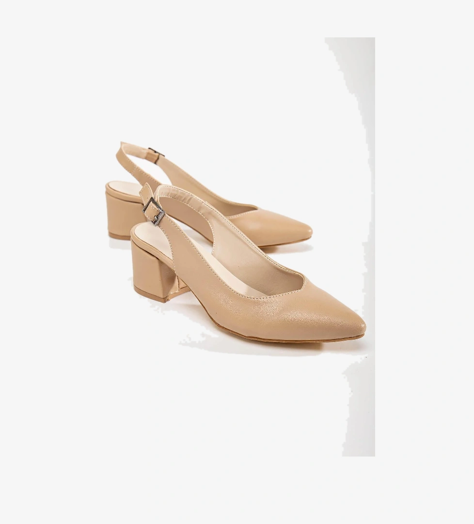 Arkası Açık Kadın Topuklu Ayakabı 41-42 NUDE CİLT