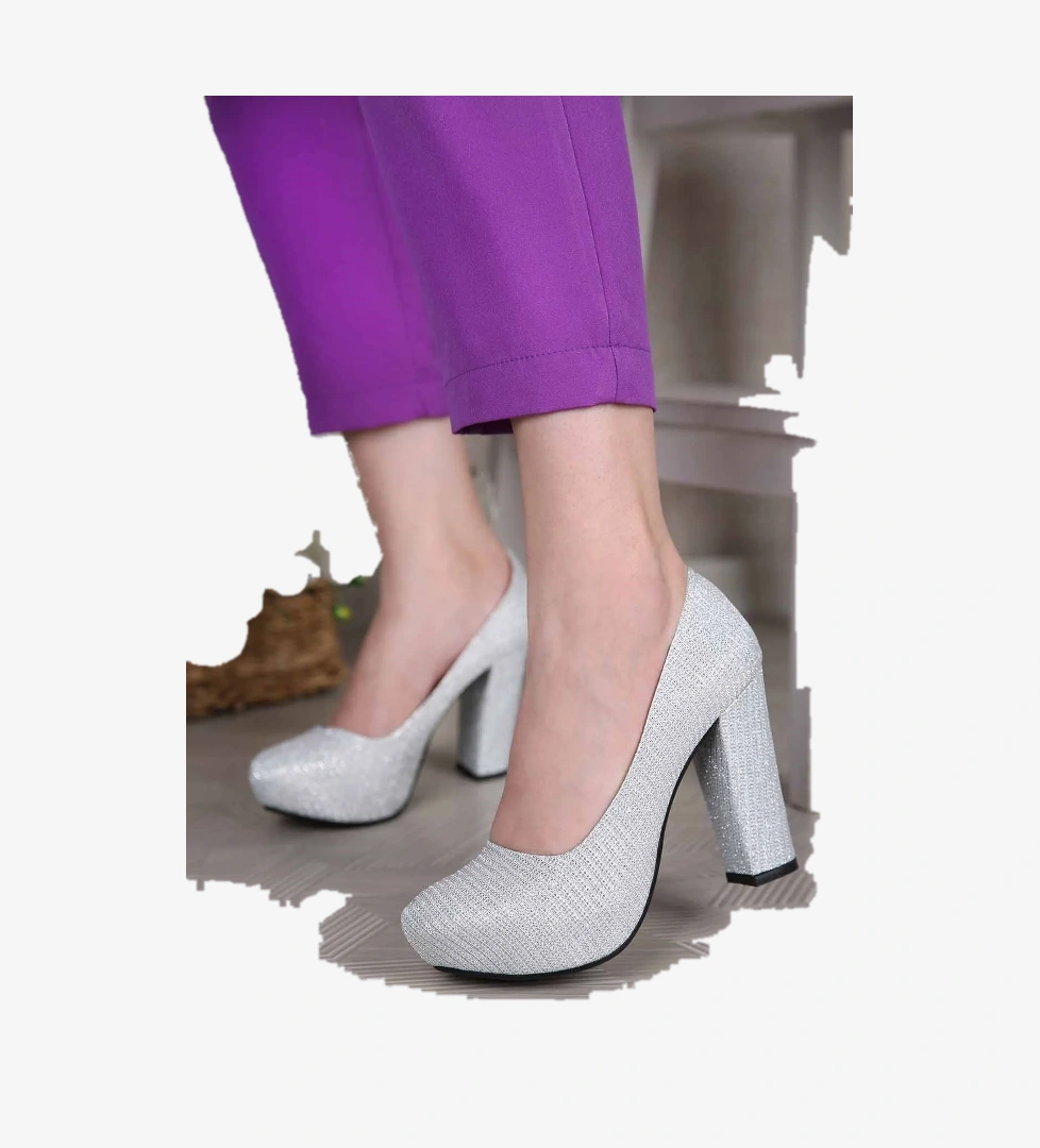 Kadın Platform Topuklu Ayakkabı GÜMÜŞ ÇUPRA - Görsel 1