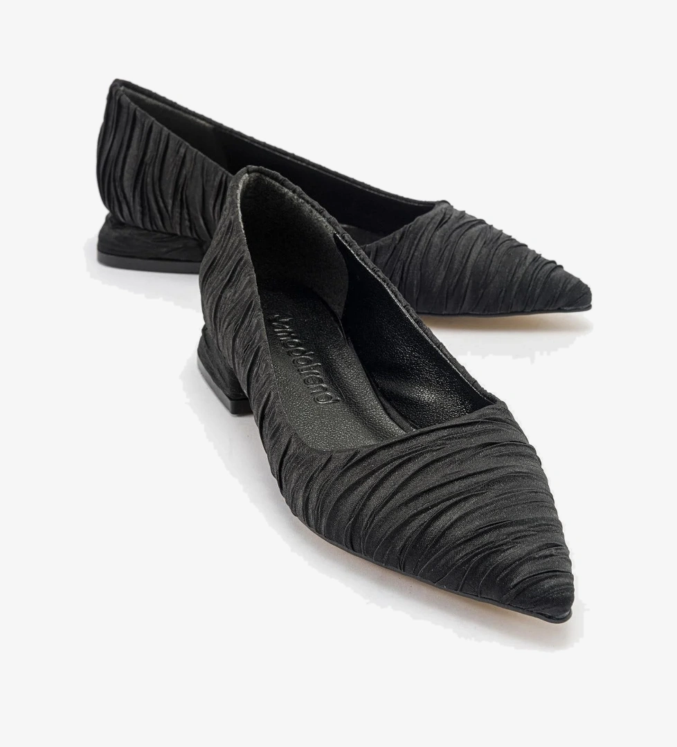 Kadın Sade Babet SİYAH KIRIŞIK SATEN