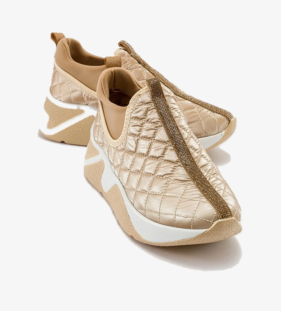 Ccway Kare Desen Taşlı Spor Ayakkabı BEJ model görseli