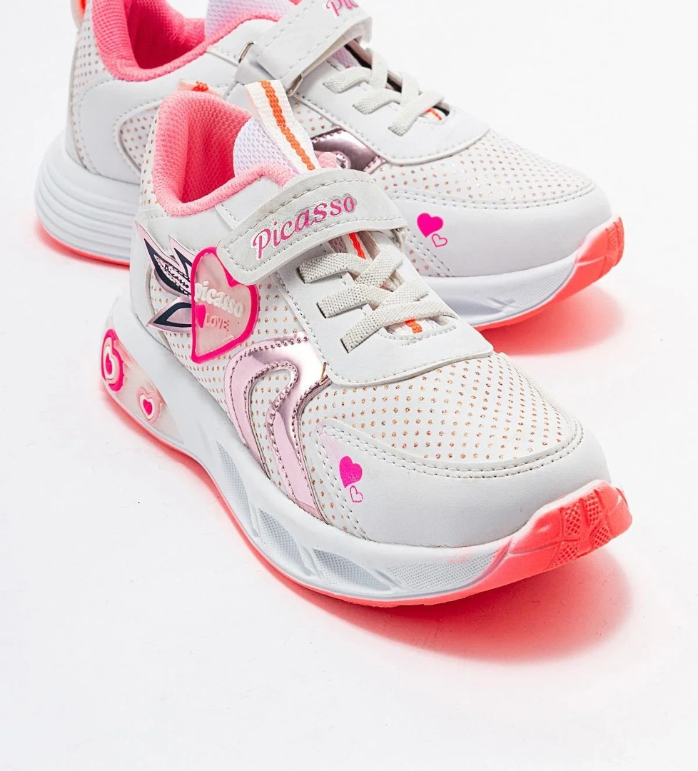 Kalpli Çocuk Spor Ayakkabı BEYAZ FUJE