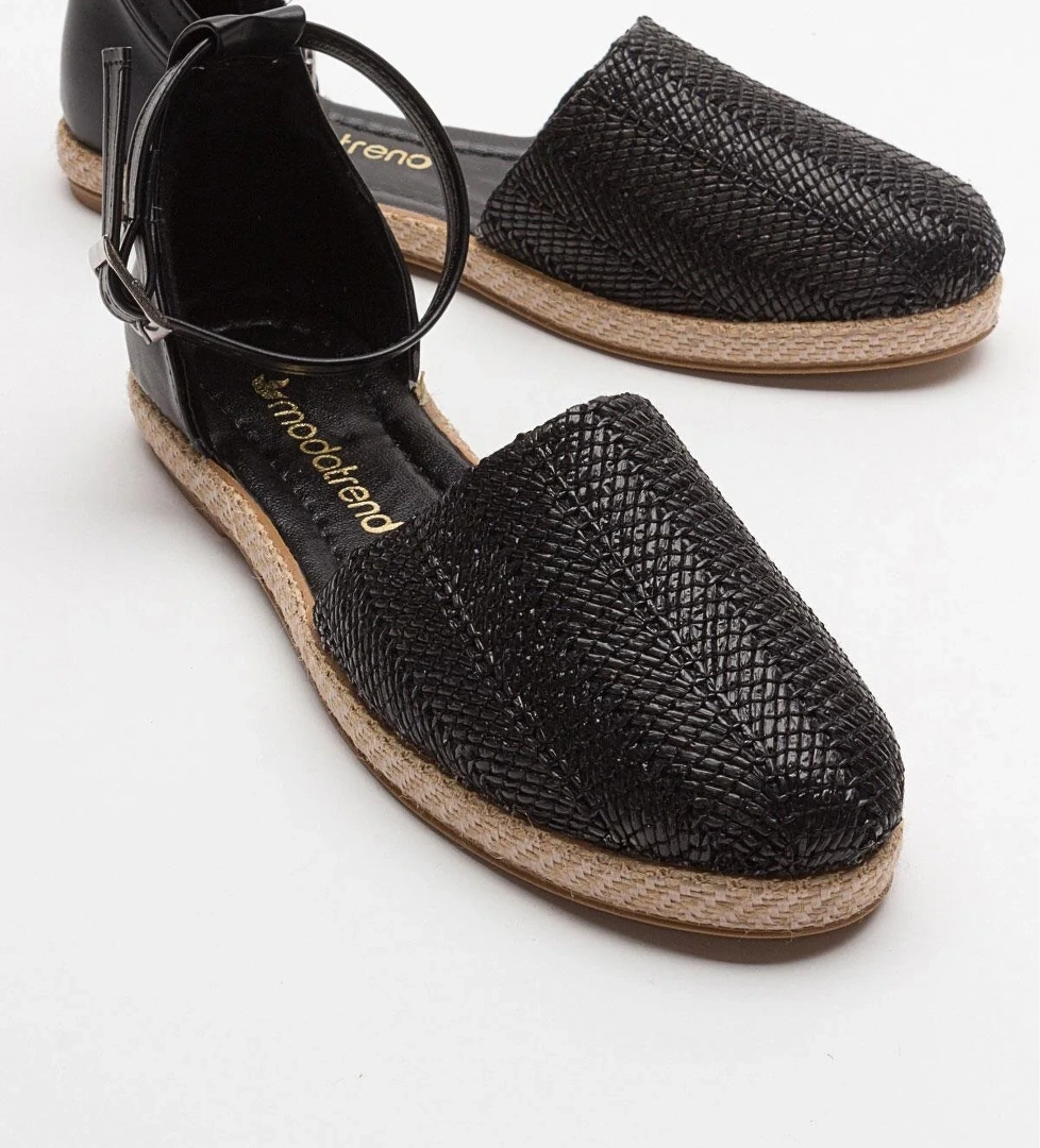 Espadril Kadın Sandalet SİYAH HASIR - Görsel 1