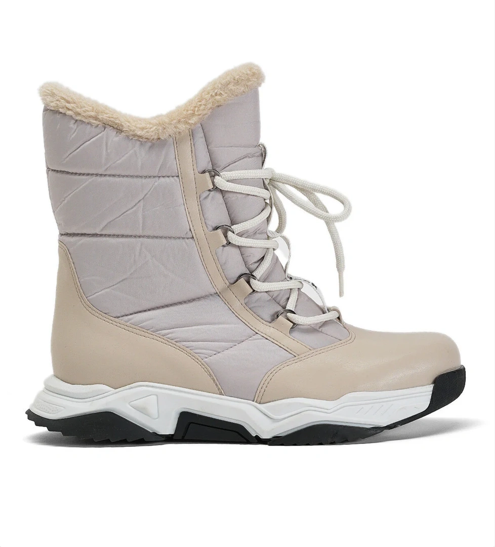 Çocuk Unisex Vizon Termo Taban Önü Bağcıklı Kar Botu - Görsel 1