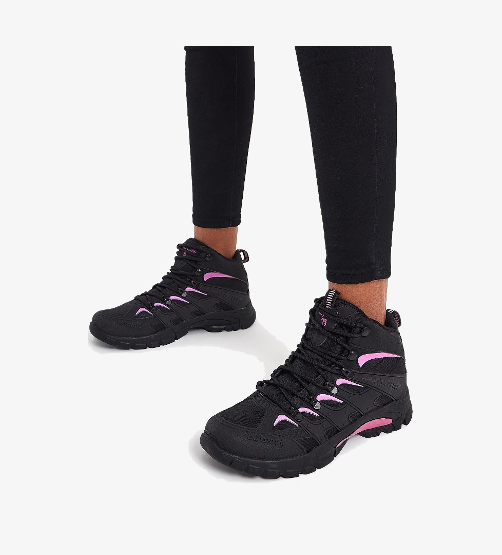 Unisex Siyah Pembe Rahat Kalıp Suı İtici Özellikli Bağcıklı Unisex Bot