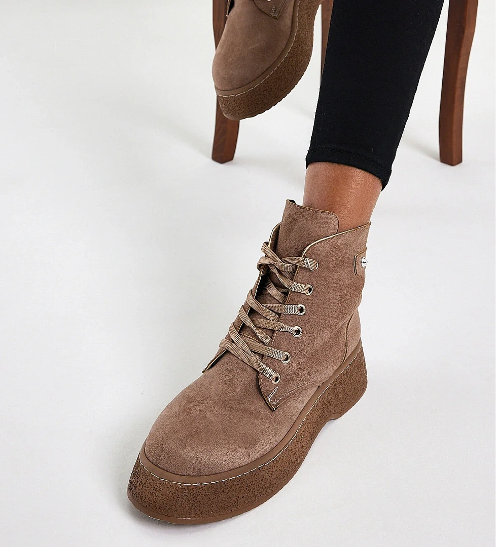 Kadın Vizon Süet Yüksek Poli Taban Bağcıklı Süet Bot