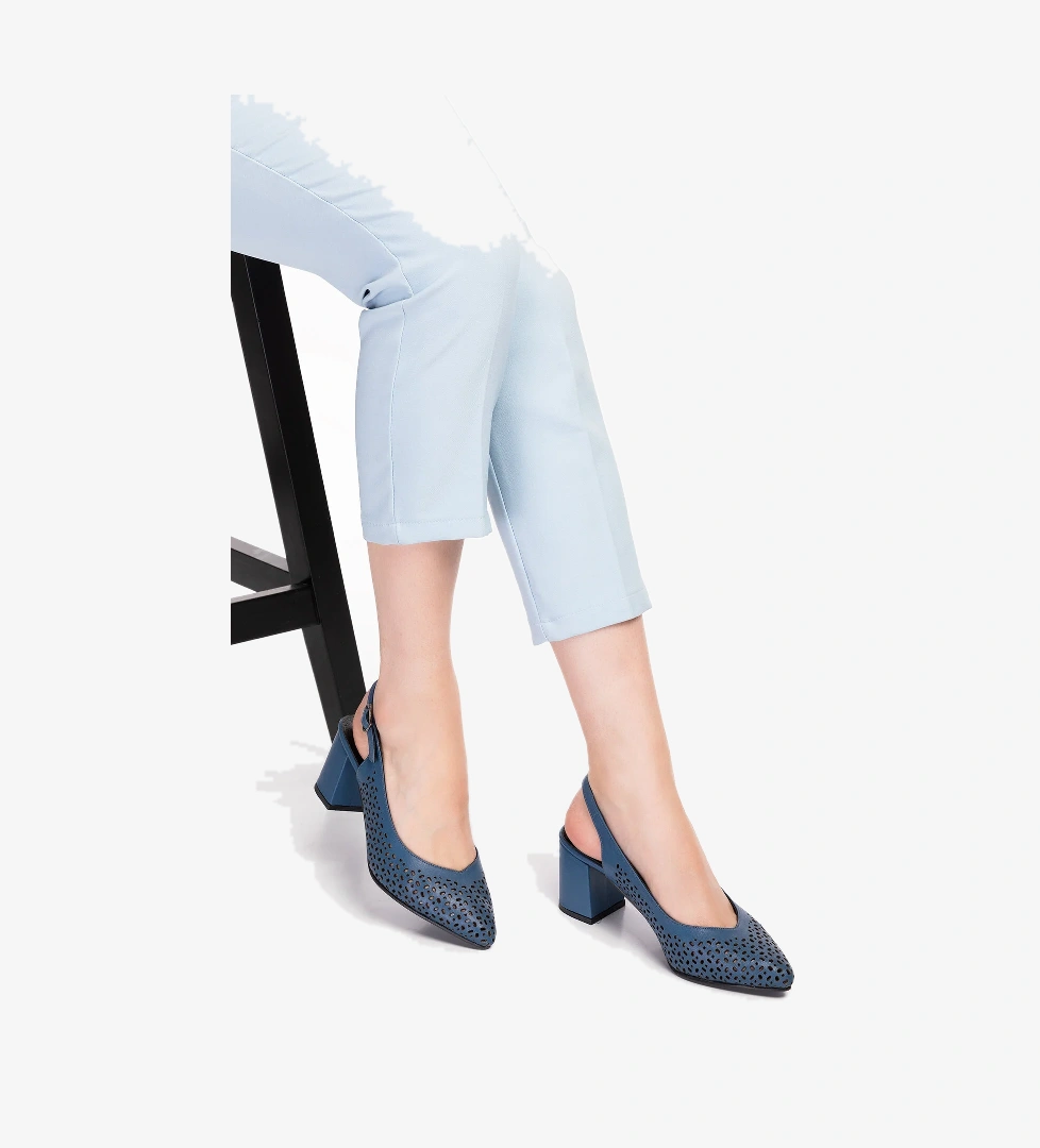 Gondol Hakiki Deri Lazer Kesim Şık Topuklu Ayakkabı şhn.876