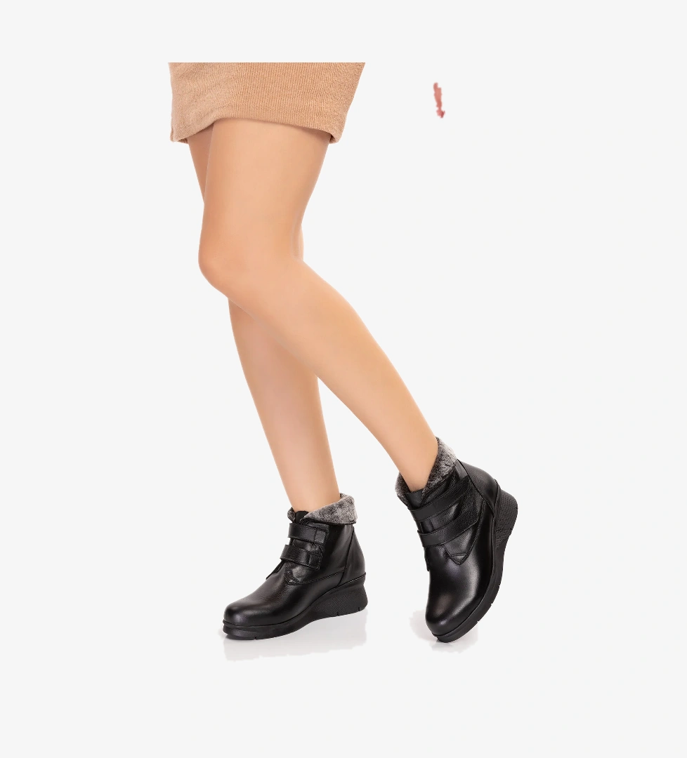 Gondol Kadın Hakiki Deri Kolay Giyim İçi Kürklü Anne Botu ell.7100