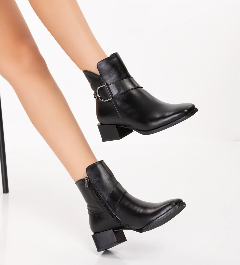 Gondol Kadın Hakiki Deri Toka Detay Orta Boy Topuk Bot Ast.5004 - Görsel 1