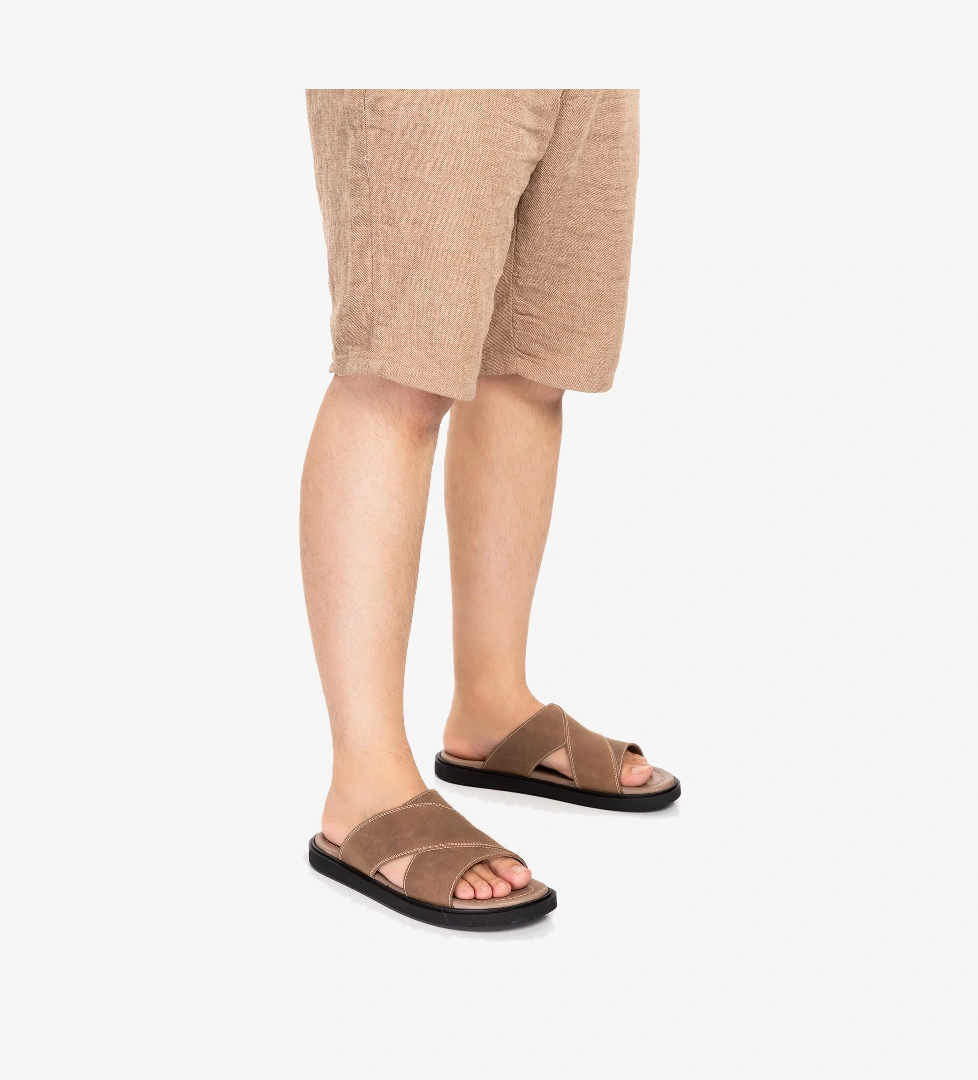 Gondol Erkek Hakiki Deri Çapraz Bant Terlik esm.303 - Görsel 1