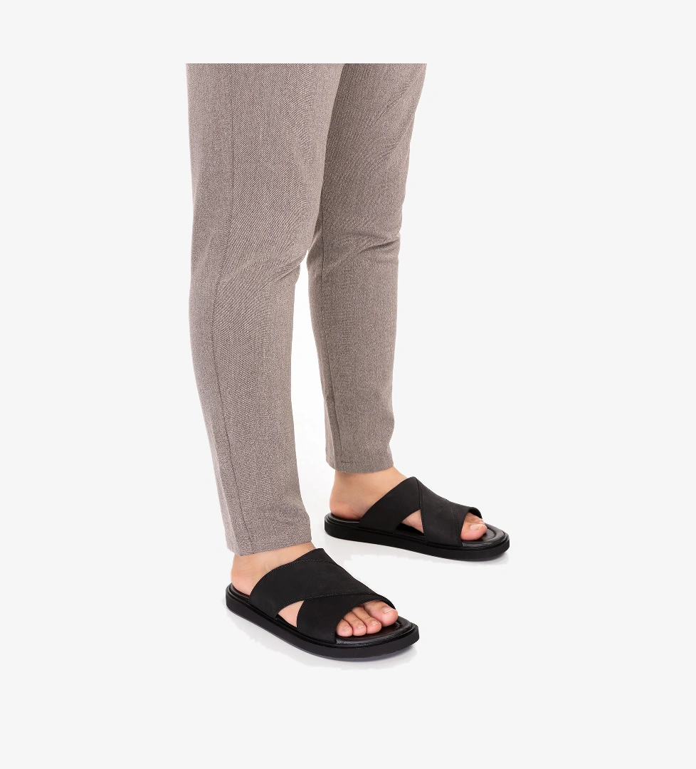 Gondol Erkek Hakiki Deri Çapraz Bant Terlik esm.303