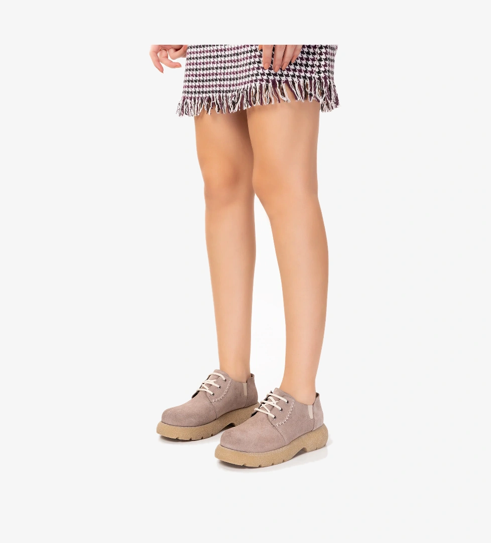 Gondol Hakiki Deri Süet Kalın Taban Tarz Ayakkabı ert.5084 - Görsel 1