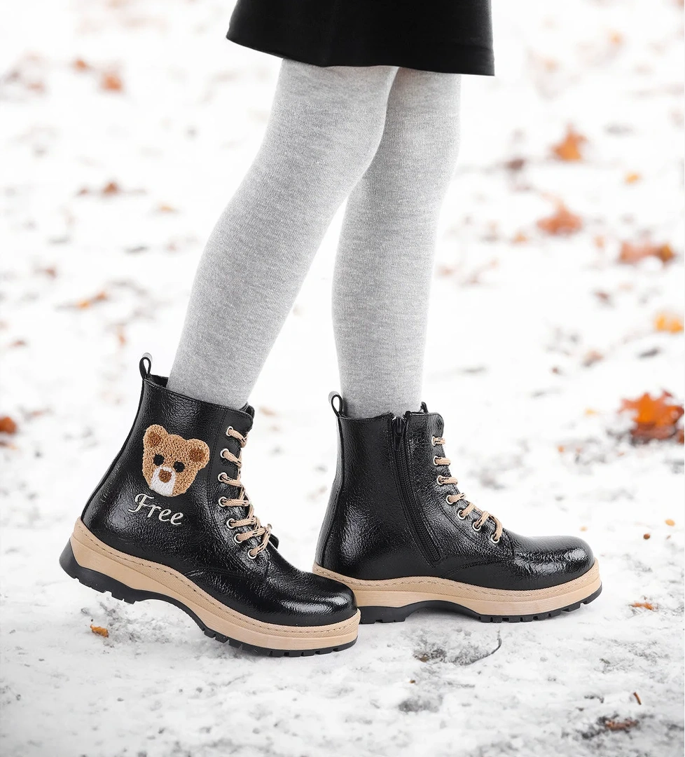 Teddy Kırışık Termo Taban Kız Çocuk Bot Siyah