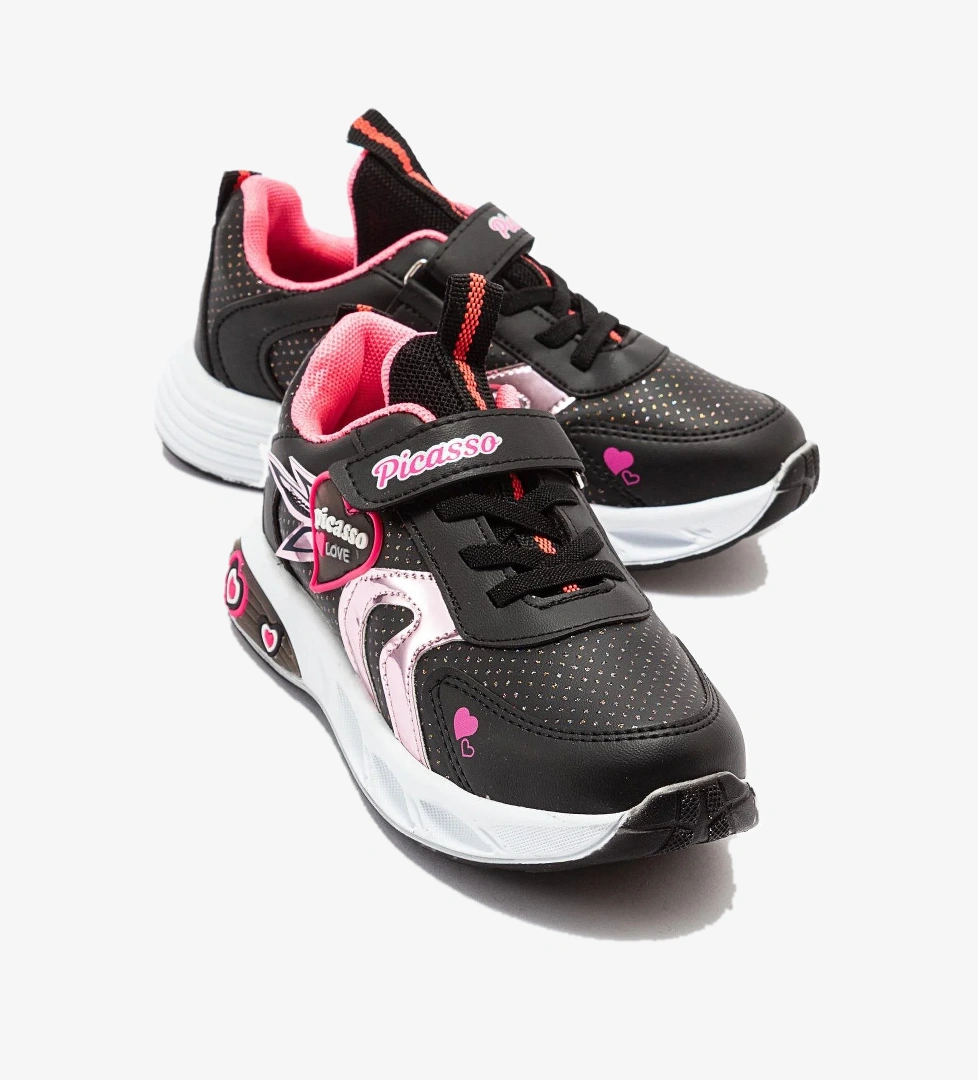 Kalpli Çocuk Spor Ayakkabı 22-25 SİYAH FUJE - Görsel 1