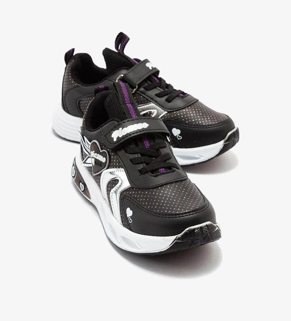 Kalpli Çocuk Spor Ayakkabı 22-25 SİYAH GÜMÜŞ