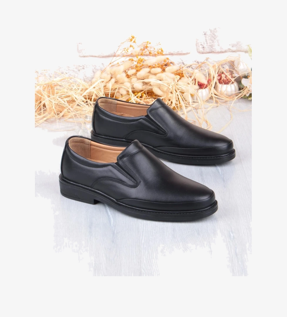 32780 Siyah Yumuşak Esnek Hakiki Deri Erkek Ayakkabı - Görsel 1