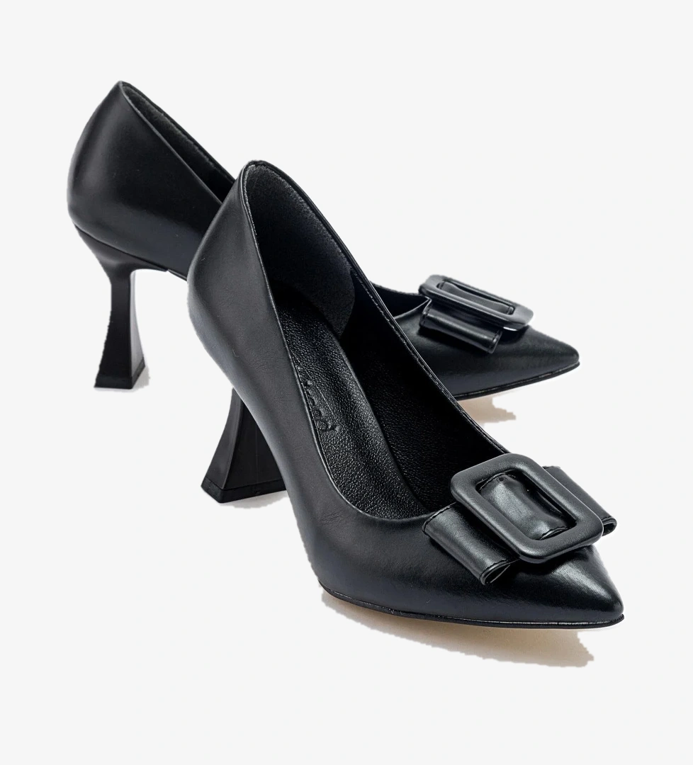 Kadın Tokalı Stiletto SİYAH CİLT - Görsel 1