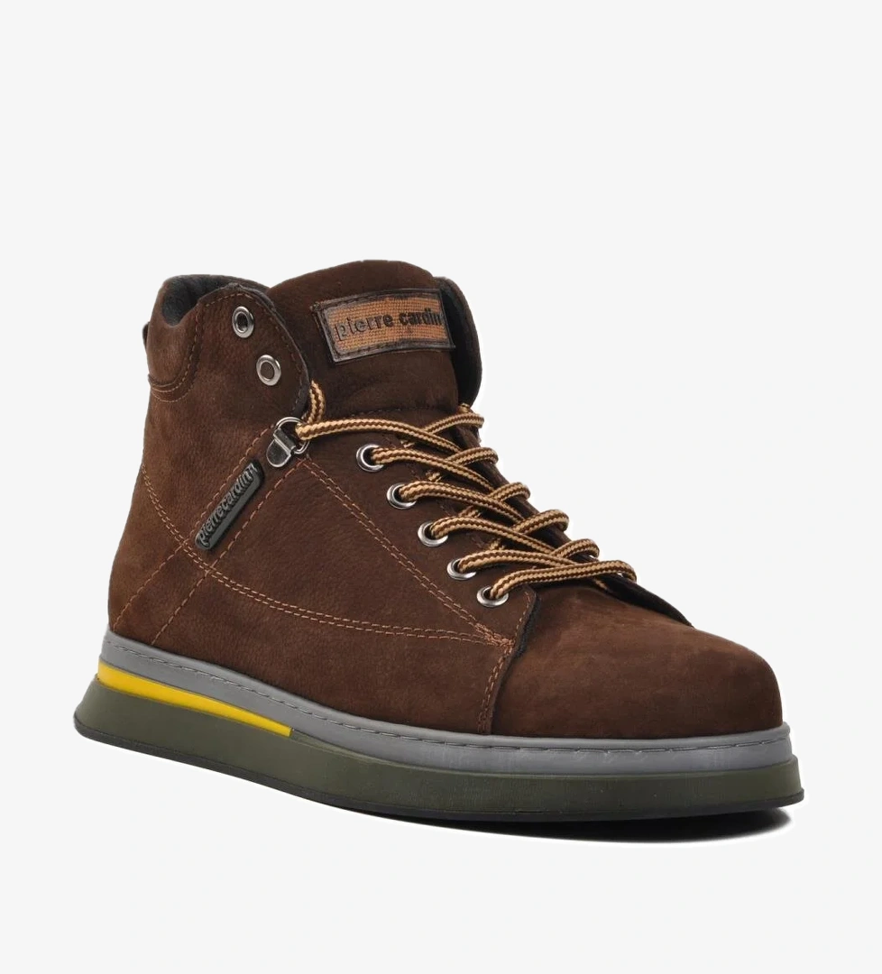 1361654-24K Kahve Nubuk Hakiki Deri Erkek Bot - Görsel 1