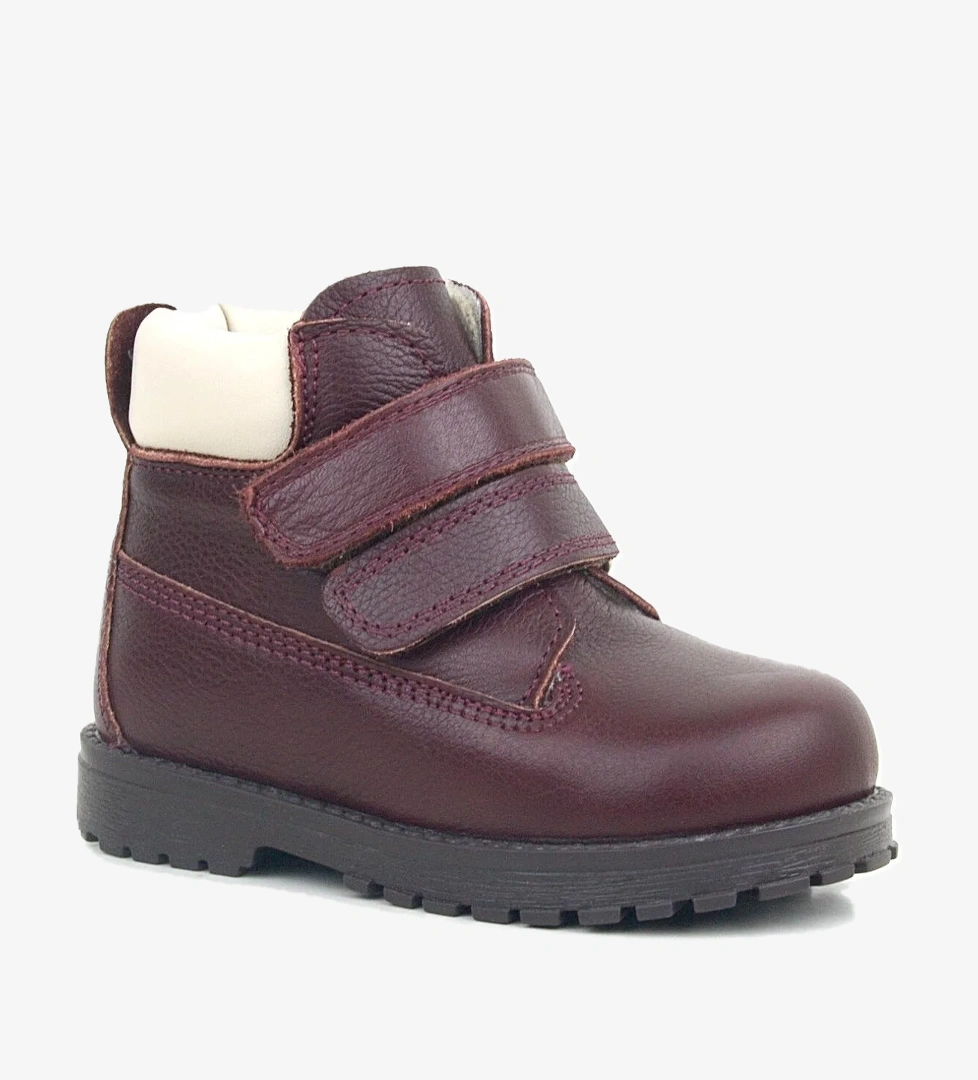 Neson Hakiki Deri Bordo Kürklü Cırtlı Bebek Bot - Görsel 1