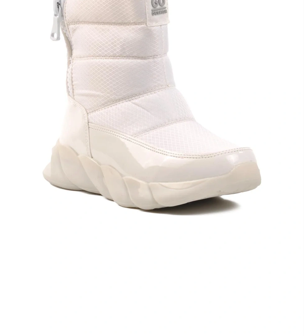 DMK-Z001 Beyaz Rugan İçi Kürklü Kadın Kar Botu