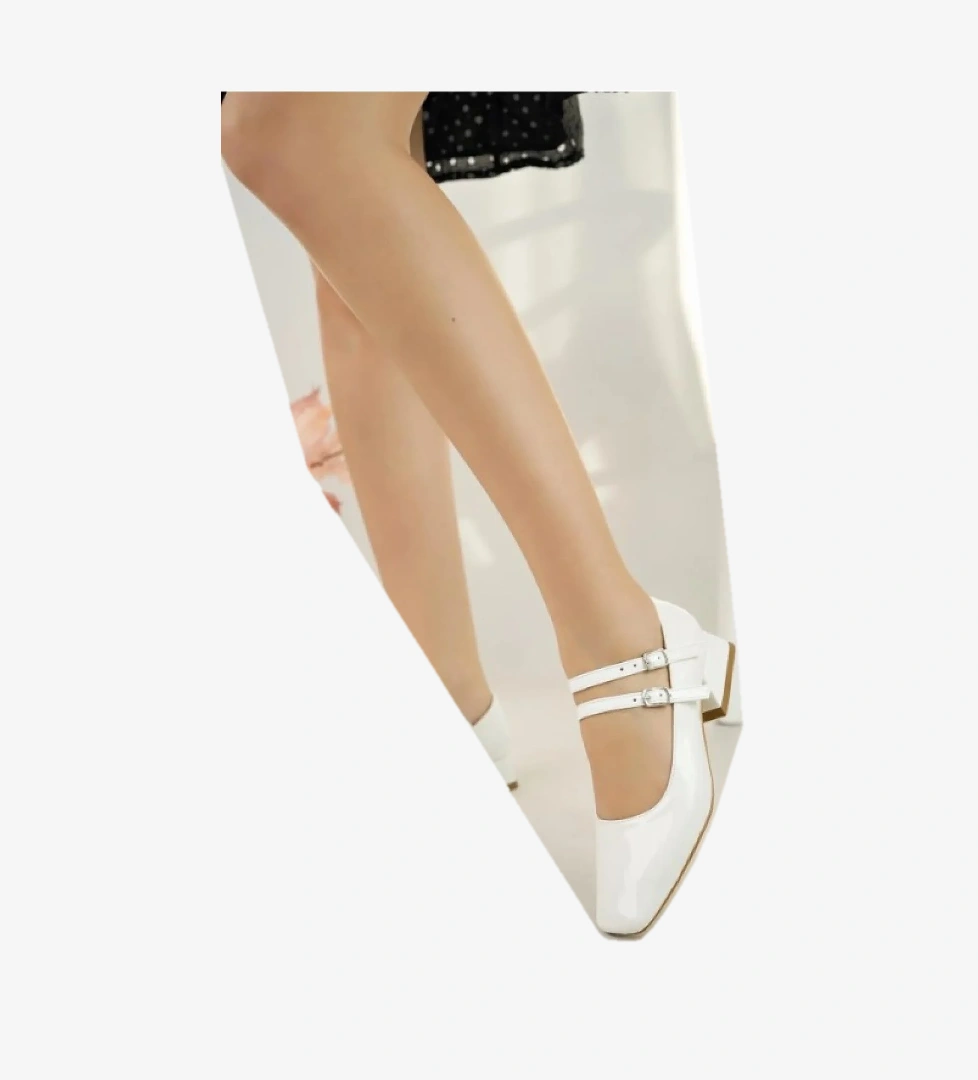 Mary Jane Küt Burunlu Kadın Topuklu Ayakkabı