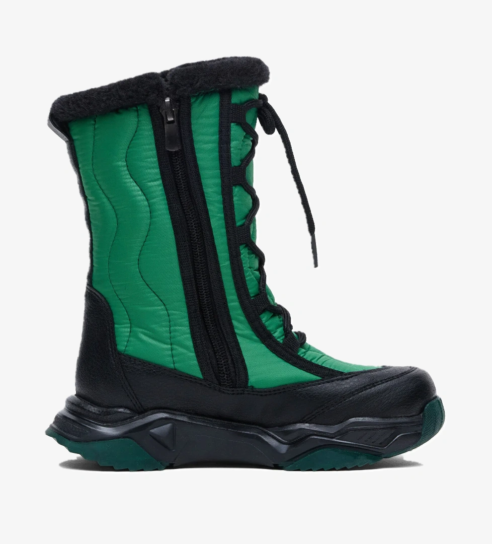 Çocuk Unisex Haki Rahat Kalıp Spor Taban Bağcık Detaylı Kar Botu