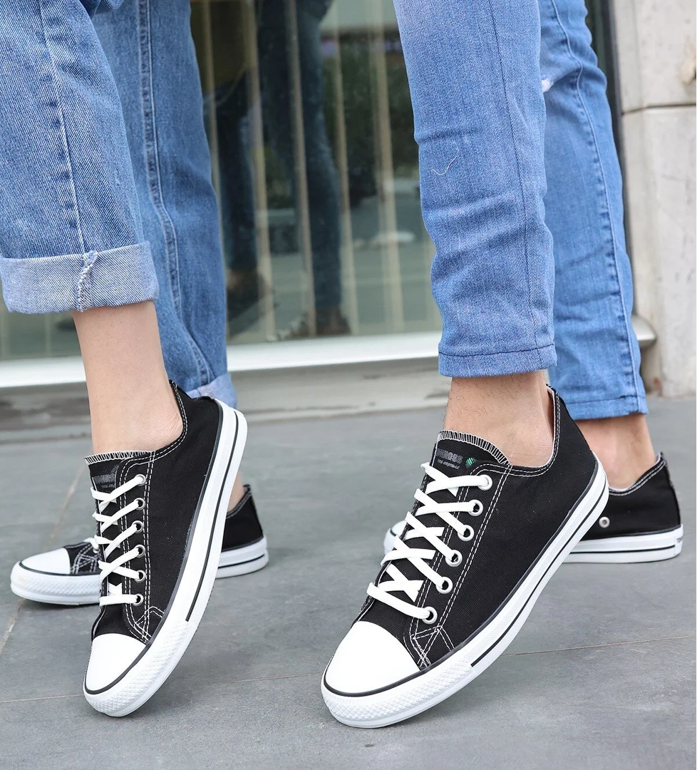 Unısex Siyah Beyaz Garantili Ortopedik Keten Günlük Kullanım Sneaker Ayakkabı X-STAR-7284 - Görsel 1