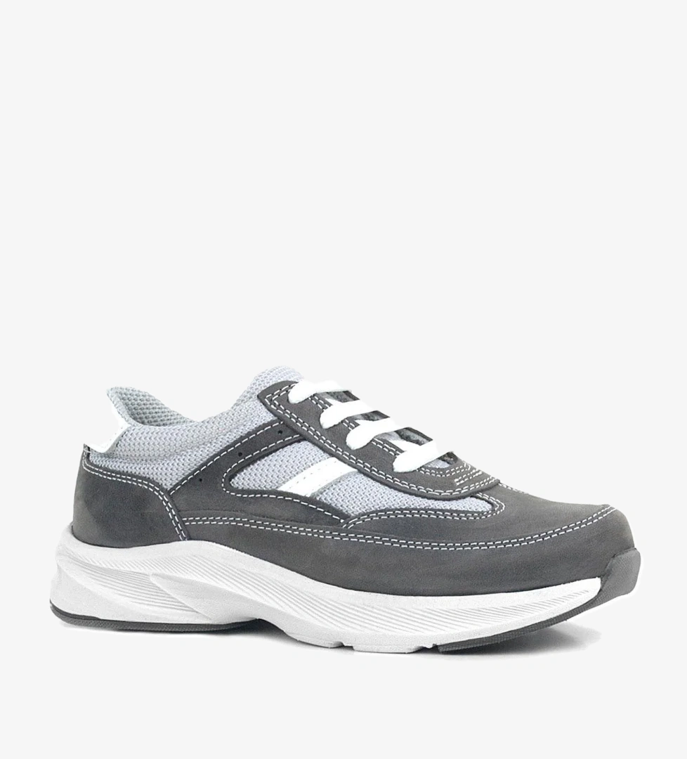 Rakerplus Hakiki Deri Anatomik Gri Bağcıklı Hafif Çocuk Spor Ayakkabı model görseli